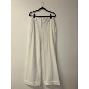 Jennifer Lopez Women’s White Pants Sz 6L Dress Pant Belt Loop Pleated Bell Botto